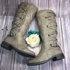 Journee Carly Taupe Vegan Leather Riding Boots 8M